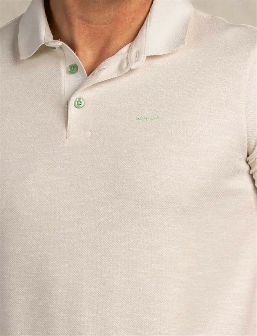 NZA poloshirt korte mouw creme katoen