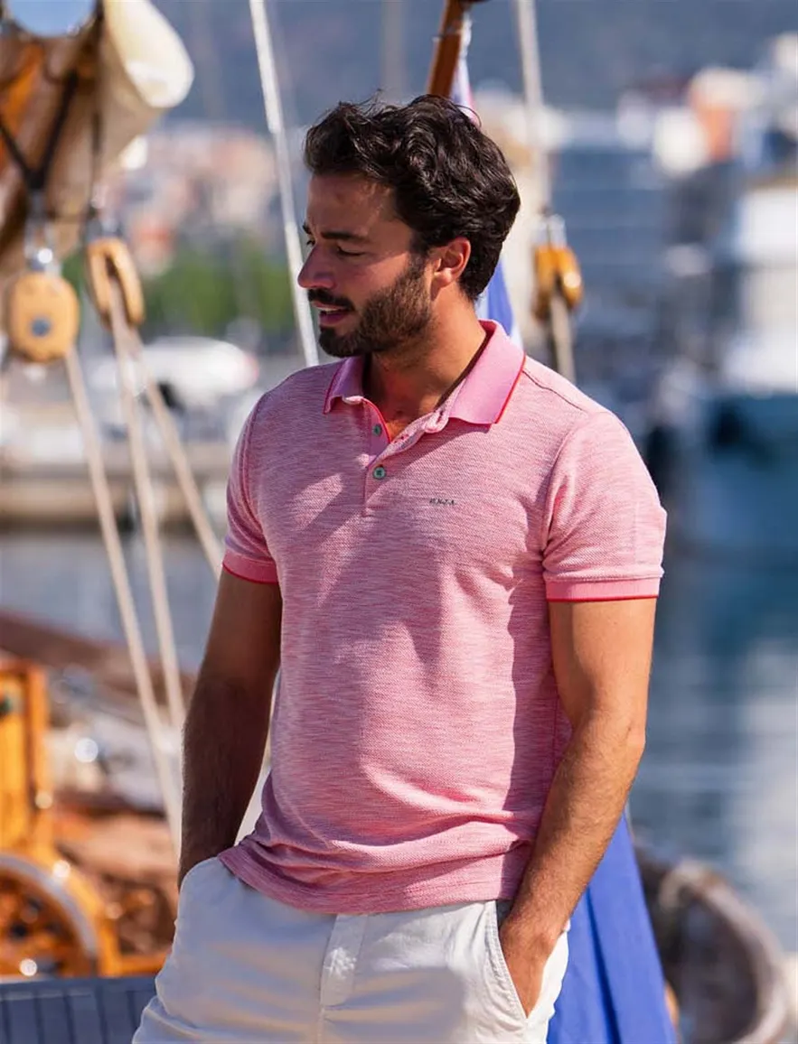 Nza poloshirt korte mouw rood melange