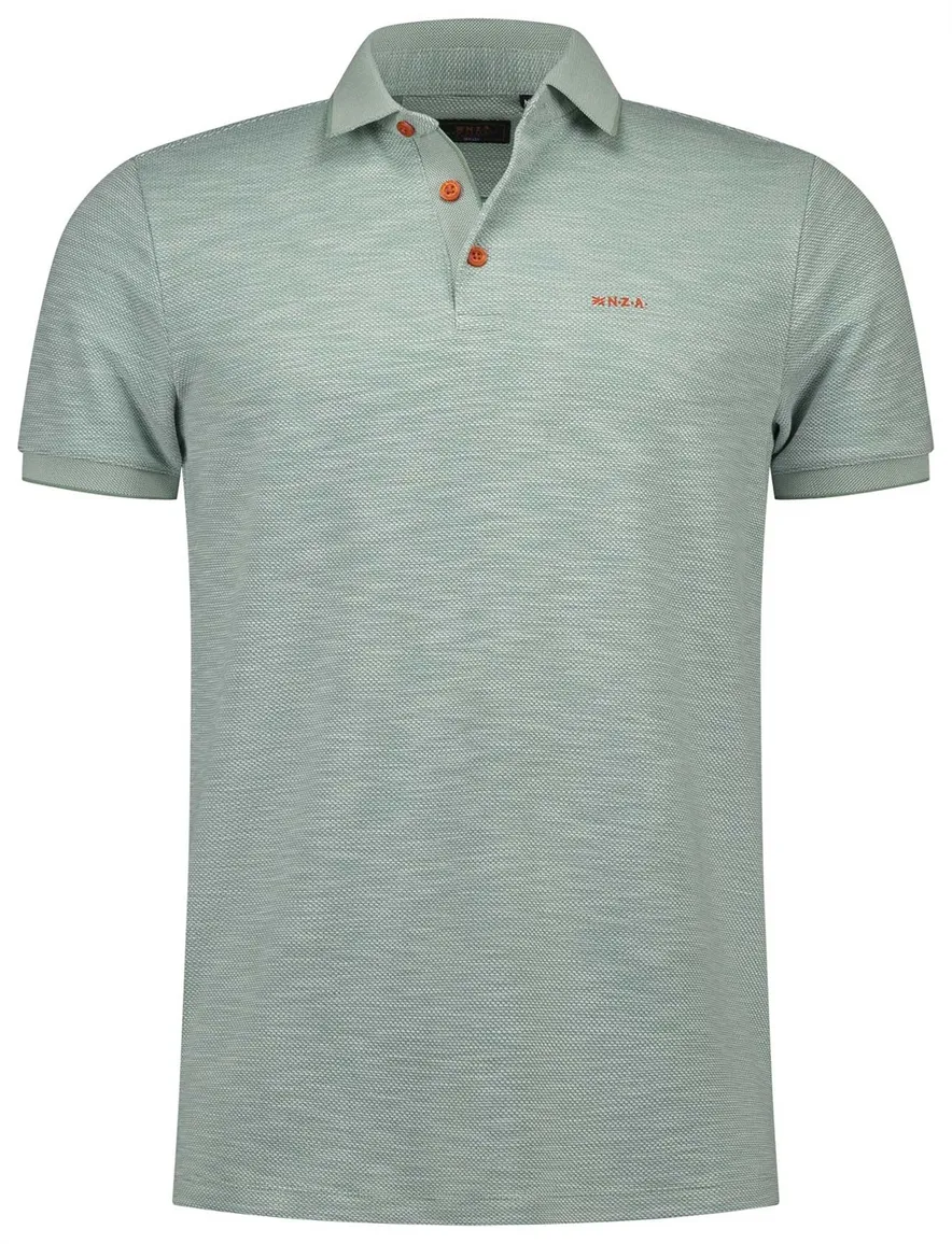 New Zealand poloshirt groen gemeleerd