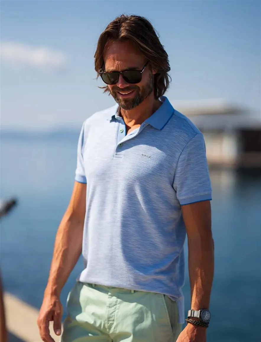 Nza poloshirt korte mouw blauw melange