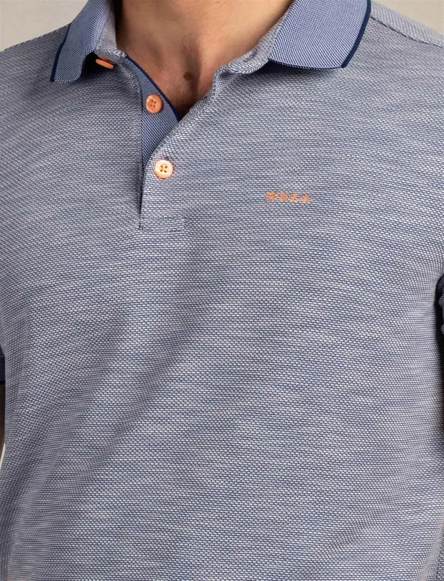 Blauwe poloshirt print 3 knoops New Zealand
