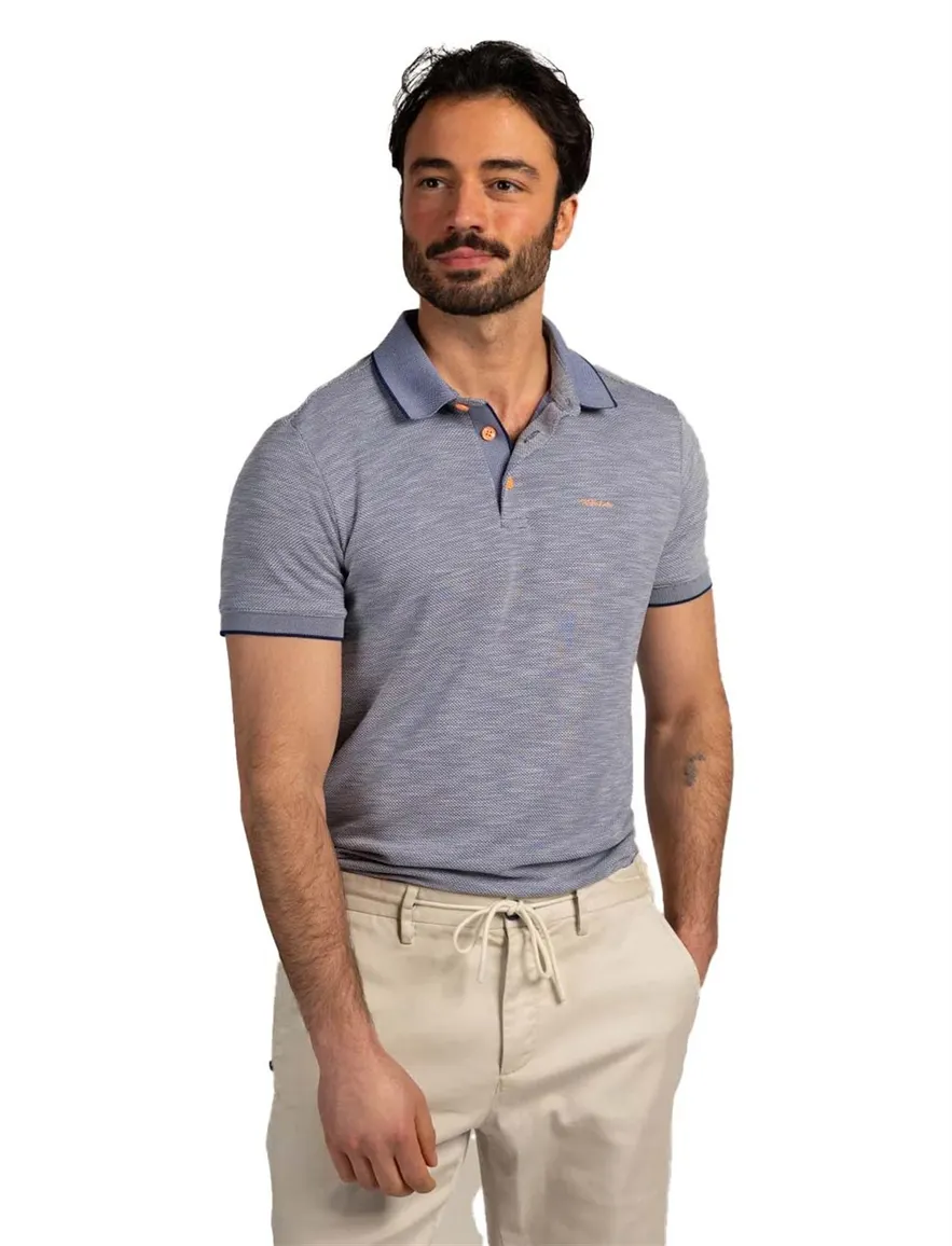 Nza poloshirt korte mouw donkerblauw melange