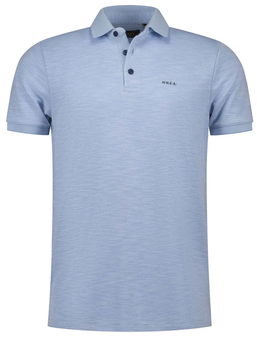 Polo New Zealand lichtblauw gemeleerd 3 knoops