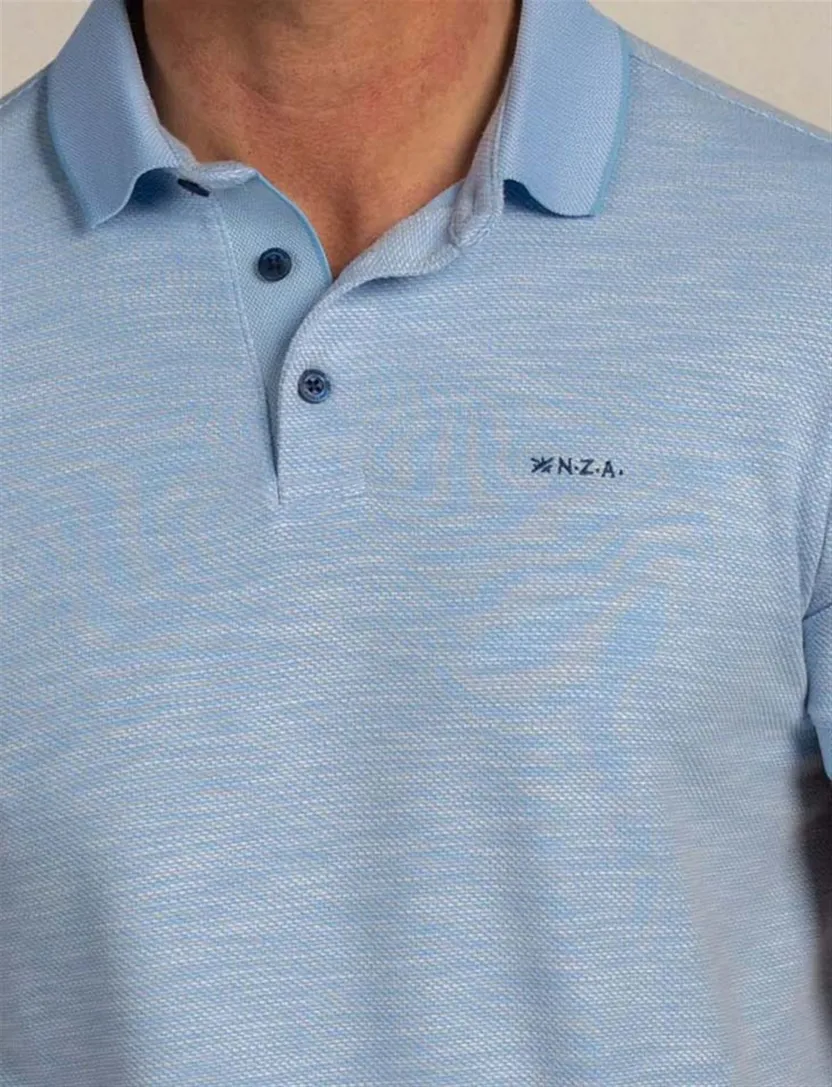 Polo New Zealand lichtblauw gemeleerd 3 knoops