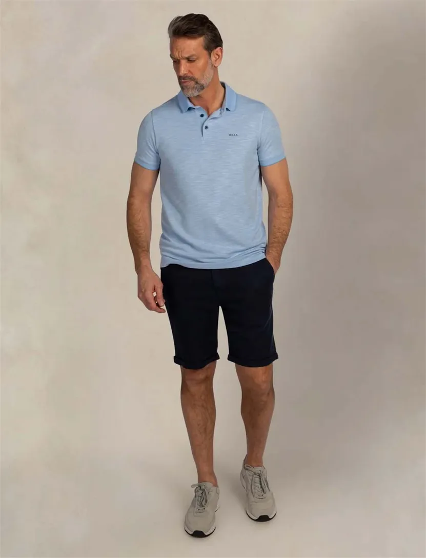 Polo New Zealand lichtblauw gemeleerd 3 knoops