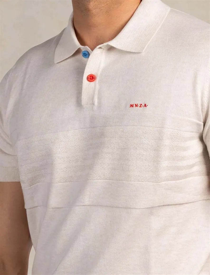Nza poloshirt korte mouw ecru melange