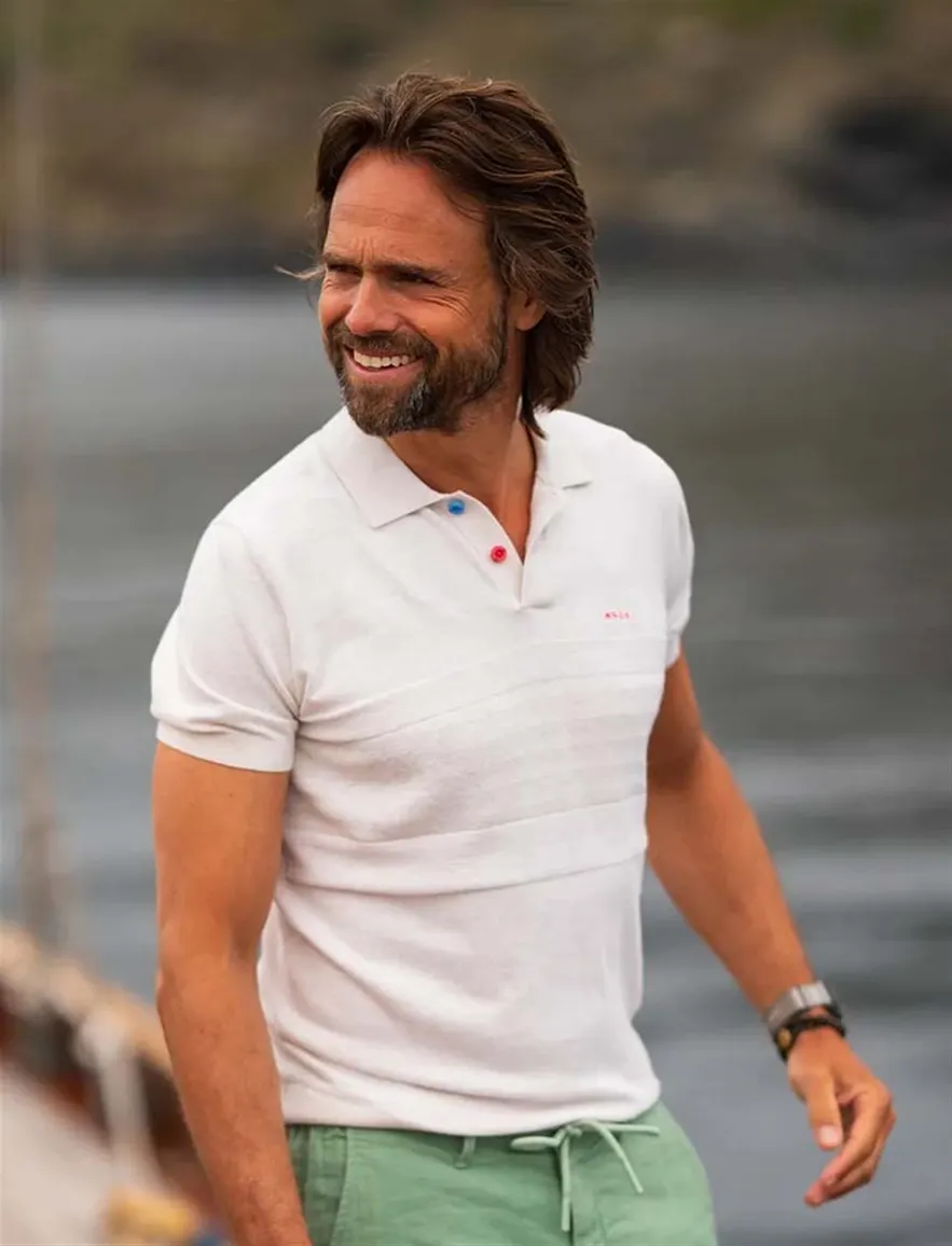 Nza poloshirt korte mouw ecru melange