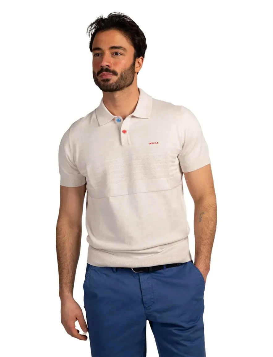 Nza poloshirt korte mouw ecru melange