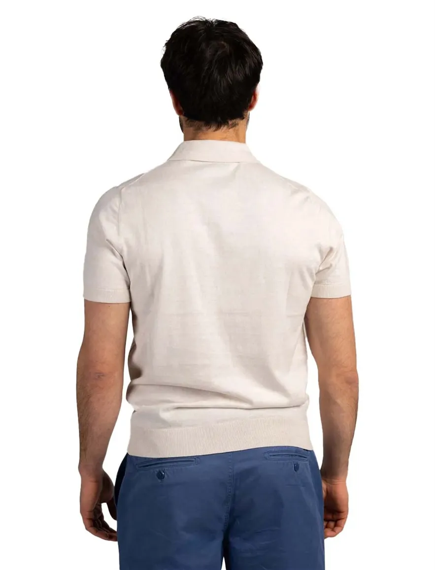 Nza poloshirt korte mouw ecru melange