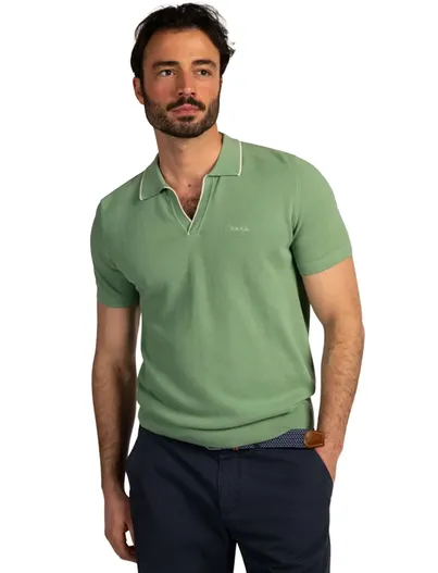 New Zealand New Zealand v-hals poloshirt groen witte rand boord