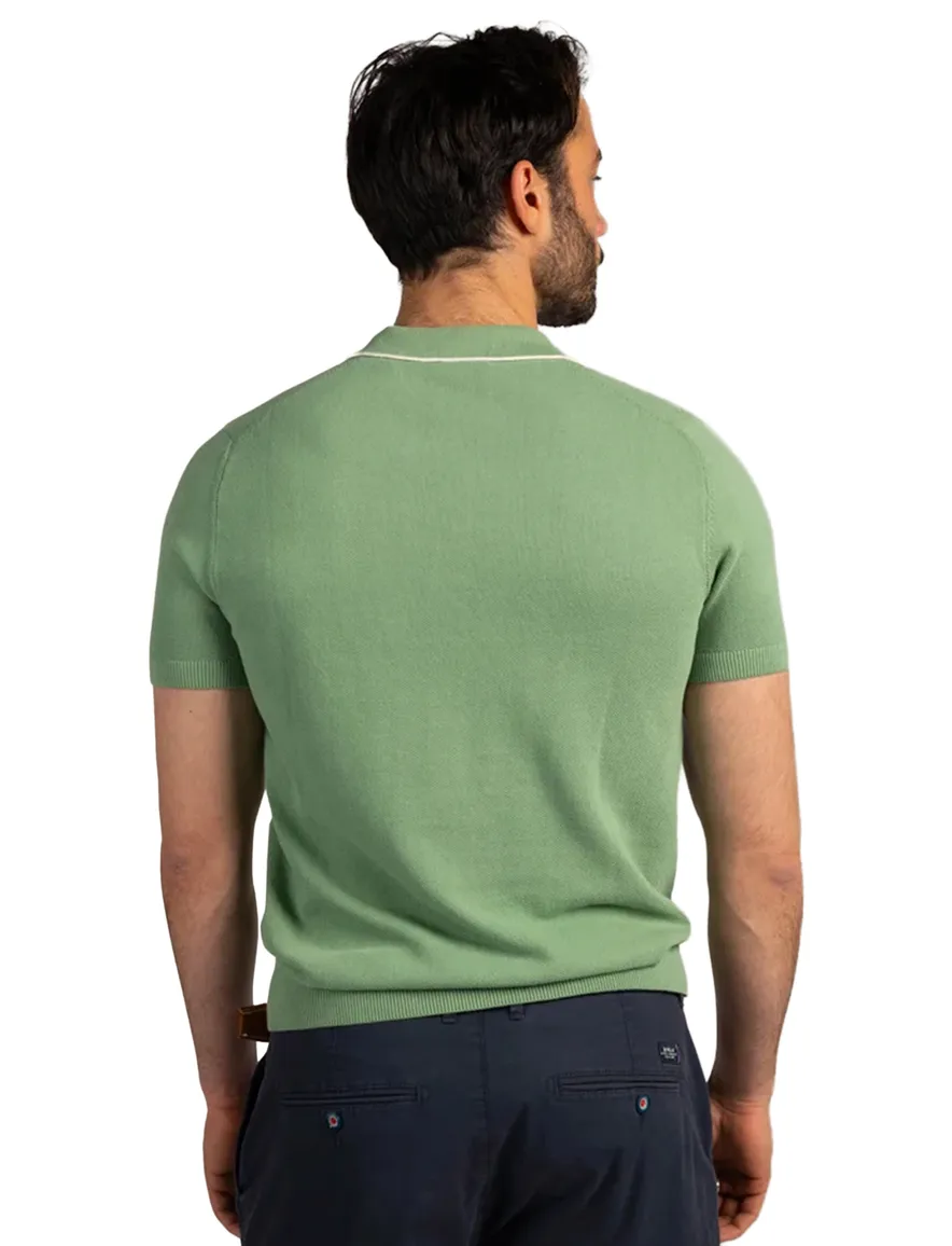 New Zealand v-hals poloshirt groen witte rand boord