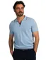 Lichtblauw v-hals poloshirt New Zealand boord donker randje