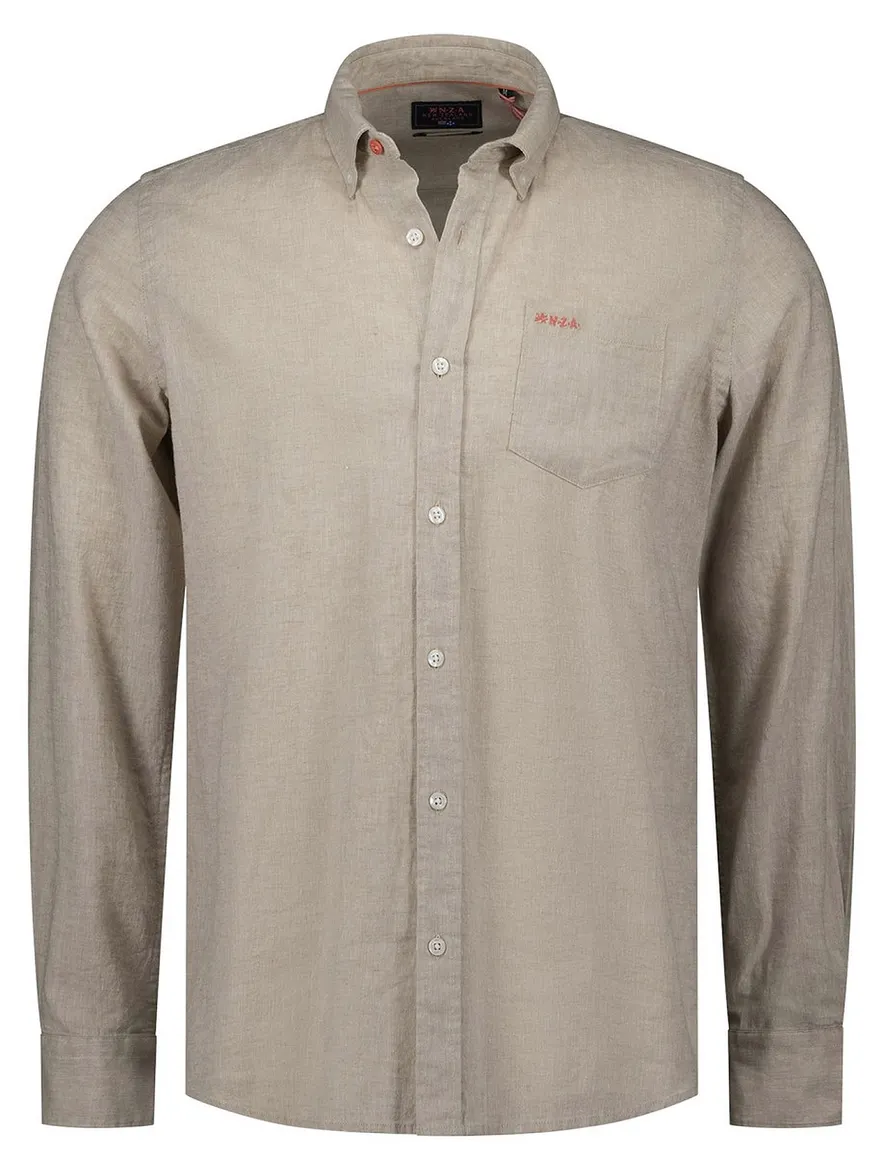 NZA overhemd beige linnen