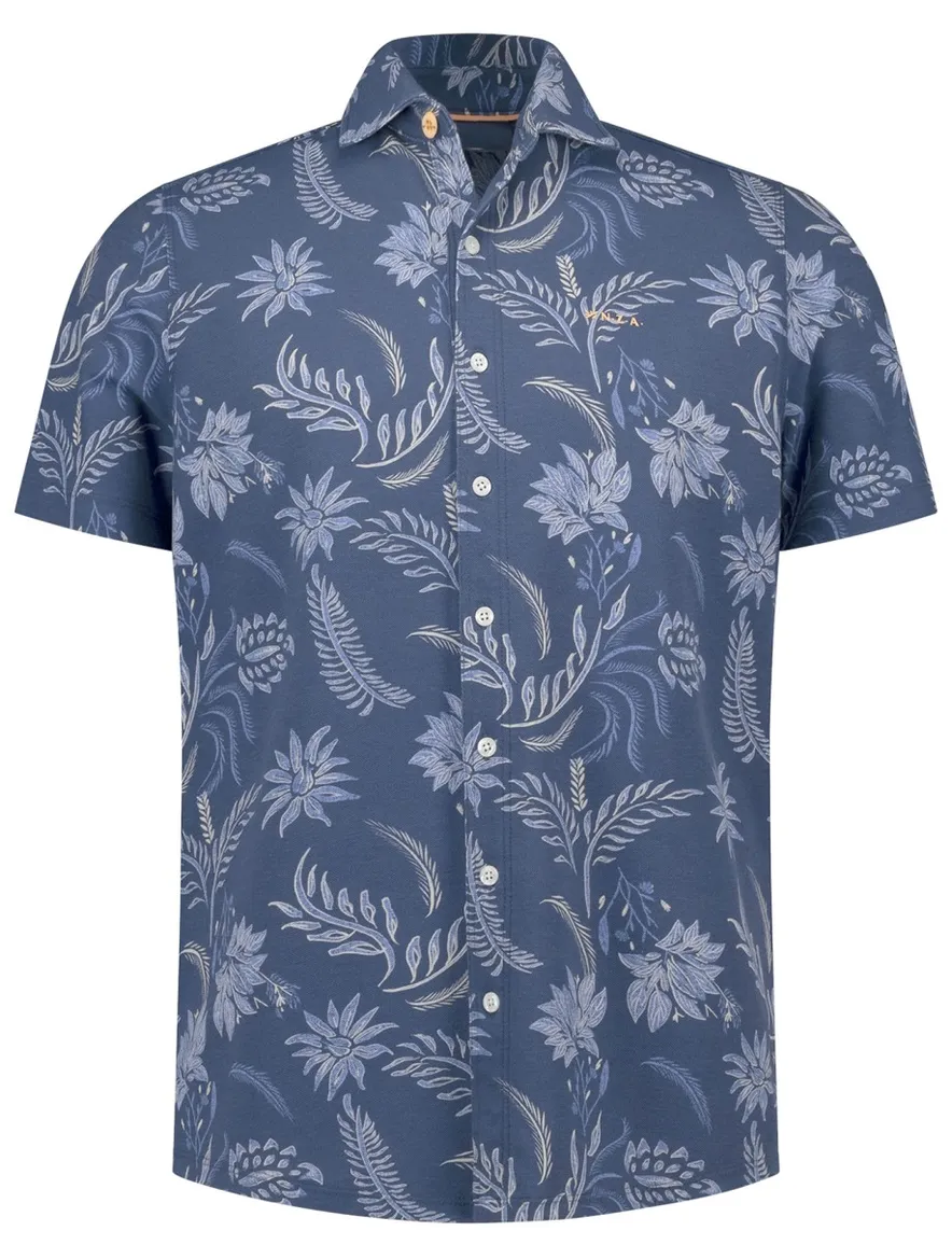 New Zealand overhemd donkerblauw geprint normale fit
