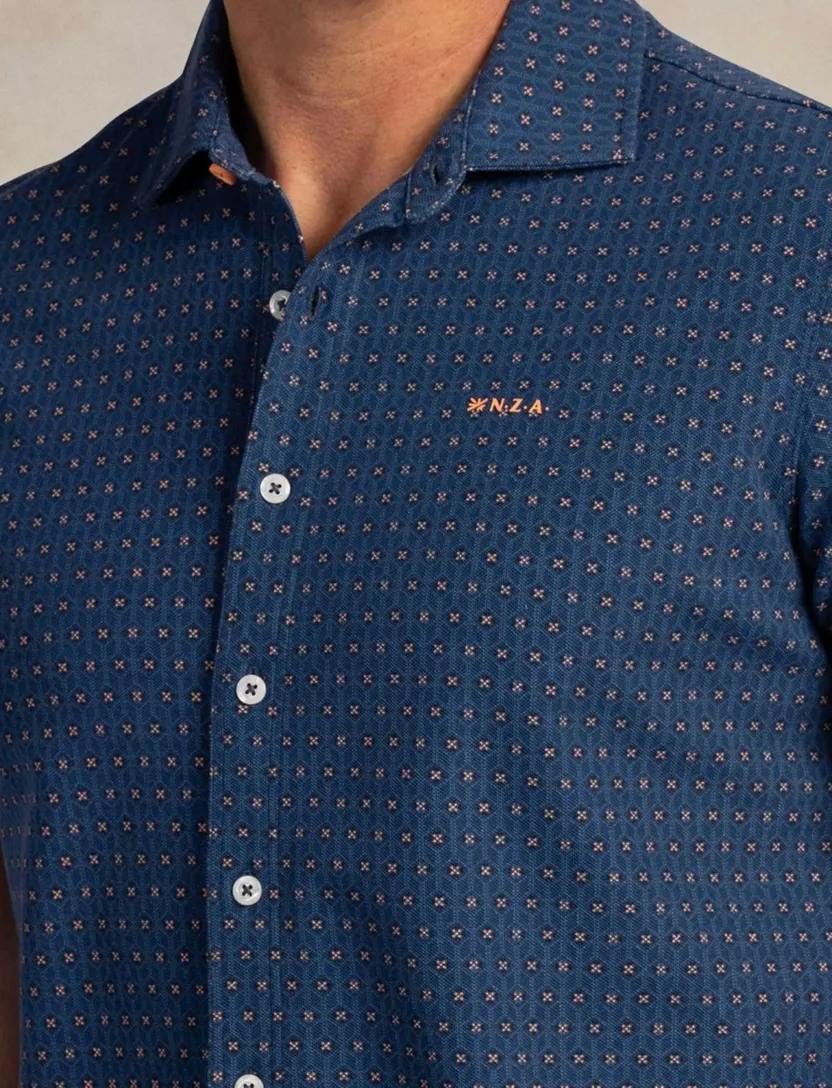 Blauwe geprint casual overhemd New Zealand