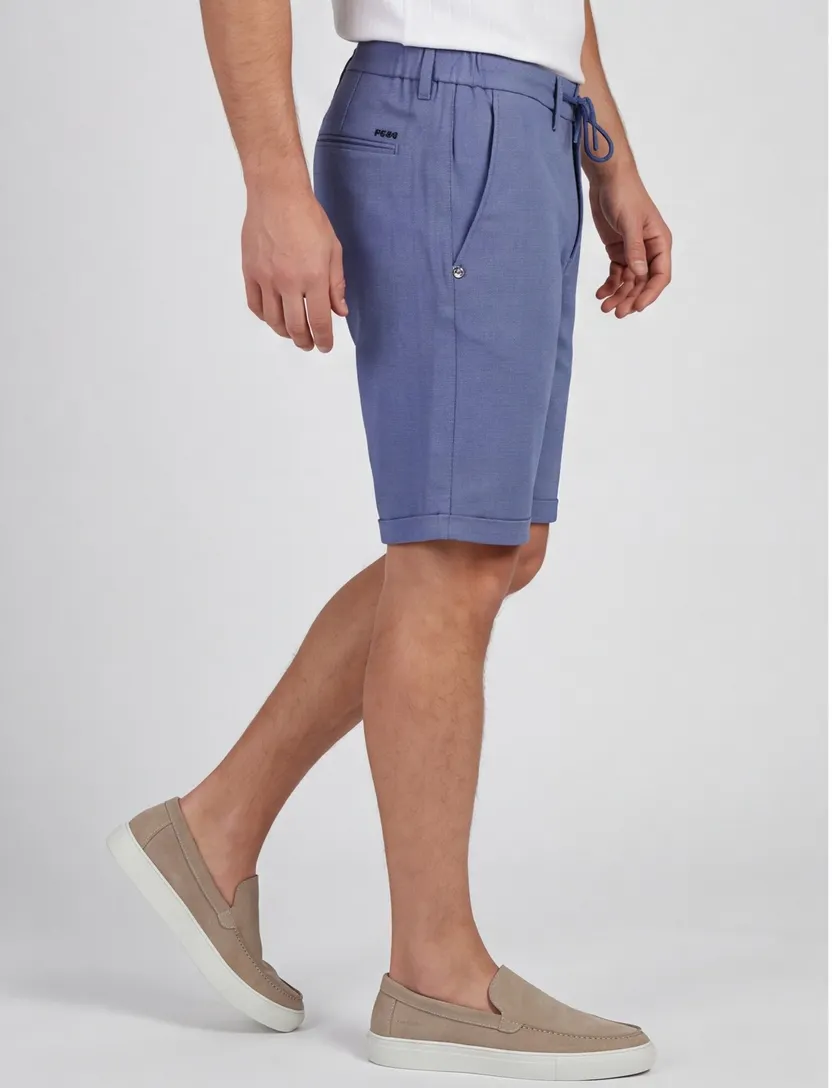 Blauwe korte broek New Zealand katoen omslag en elastische taille