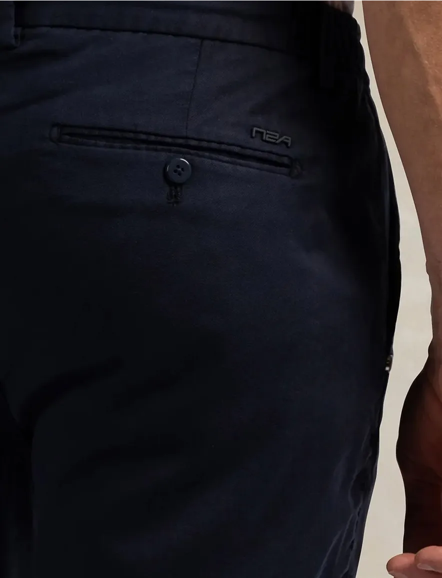NZA korte broek navy effen veterband