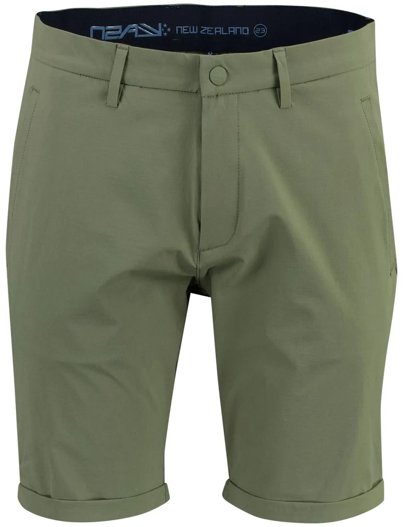 Donkergroene korte broek New Zealand van polyamide met omslag