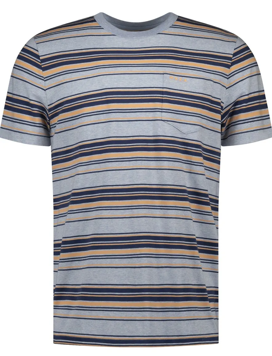 T-shirt New Zealand blauw gestreept katoen