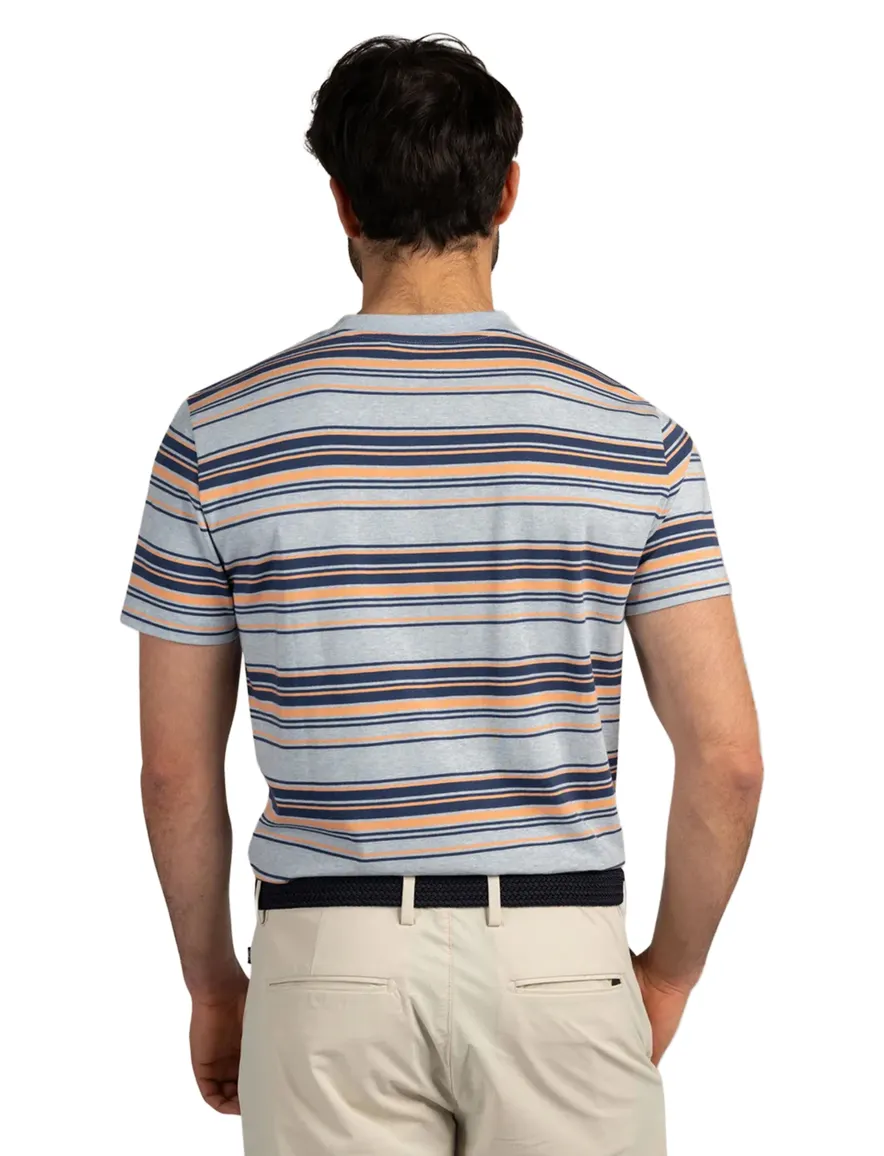 NZA T-shirt blauw gestreept met oranje