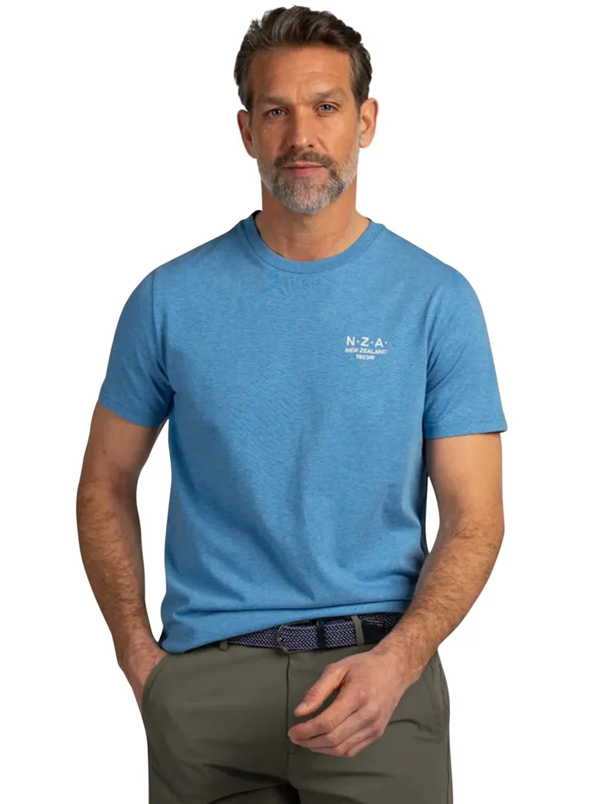 NZA t-shirt ronde hals gemêleerd blauw