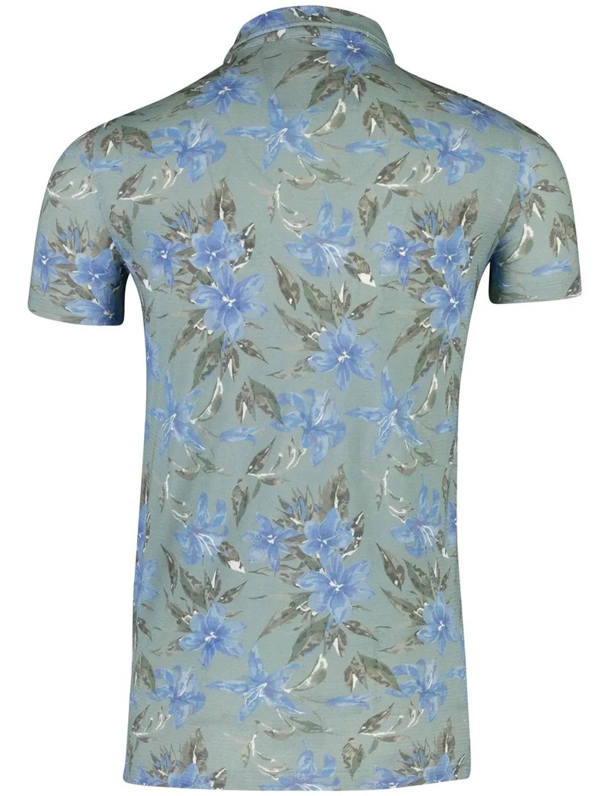 NZA Polo blauw met bloemen print
