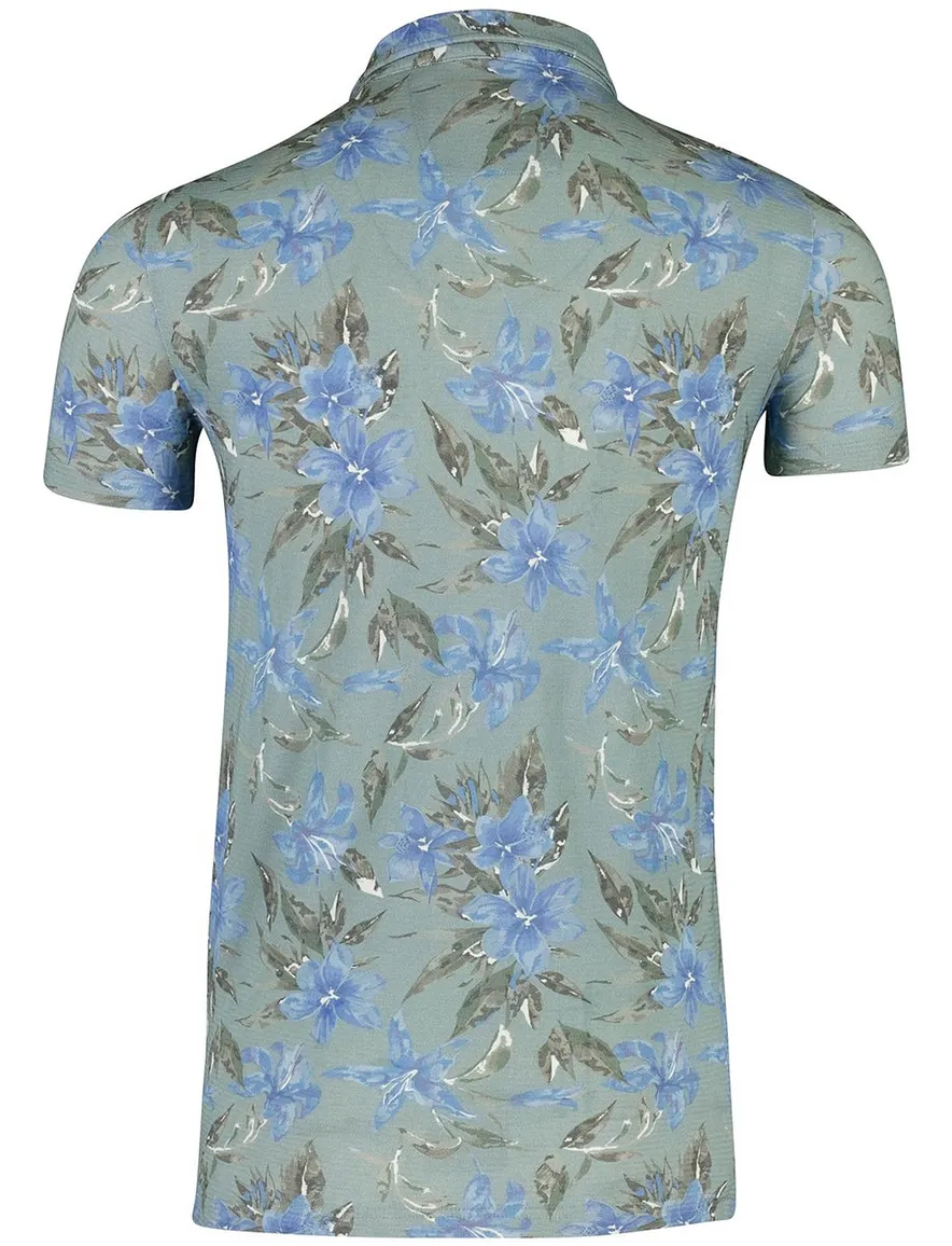 NZA poloshirt blauw normale fit print