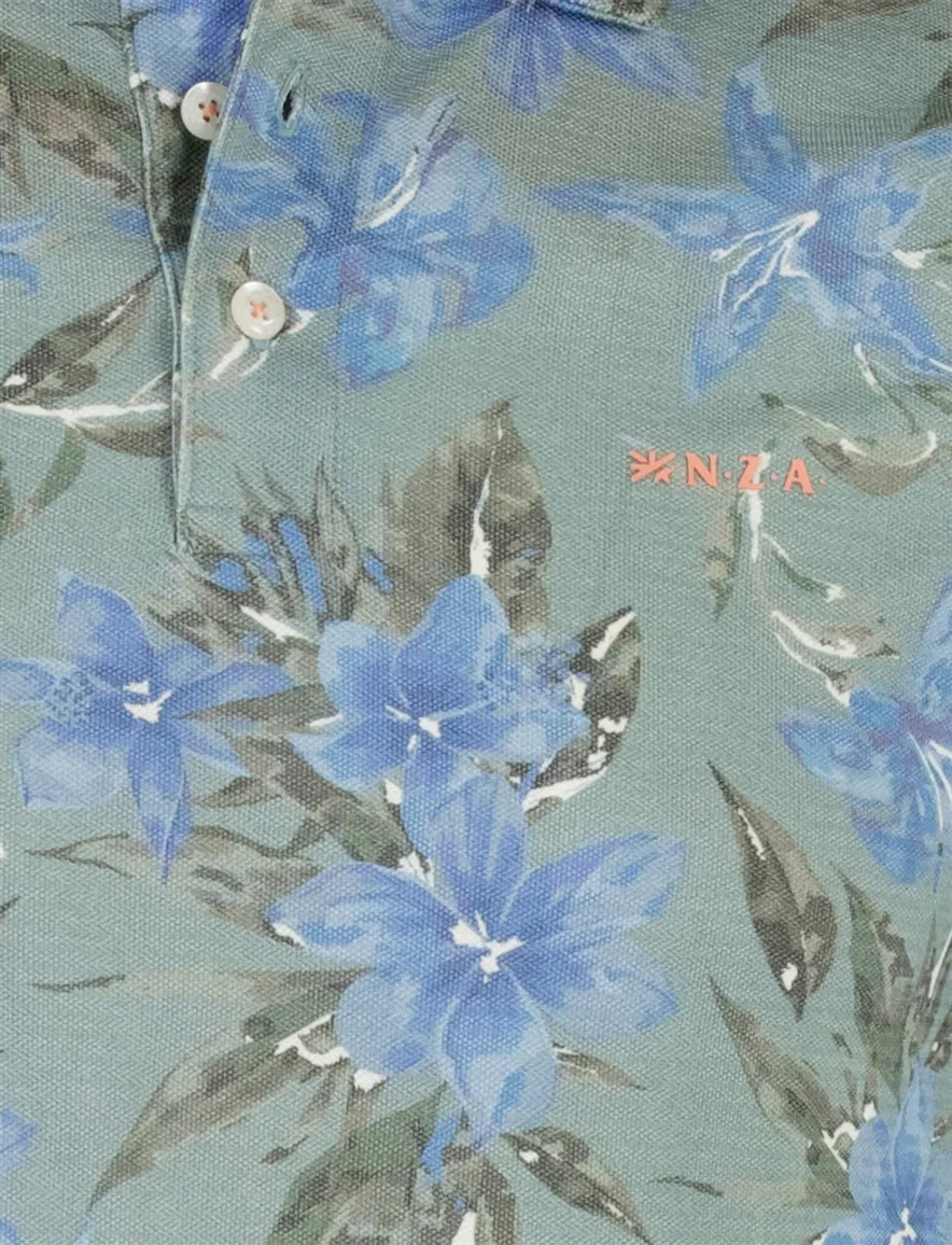 NZA Polo blauw met bloemen print