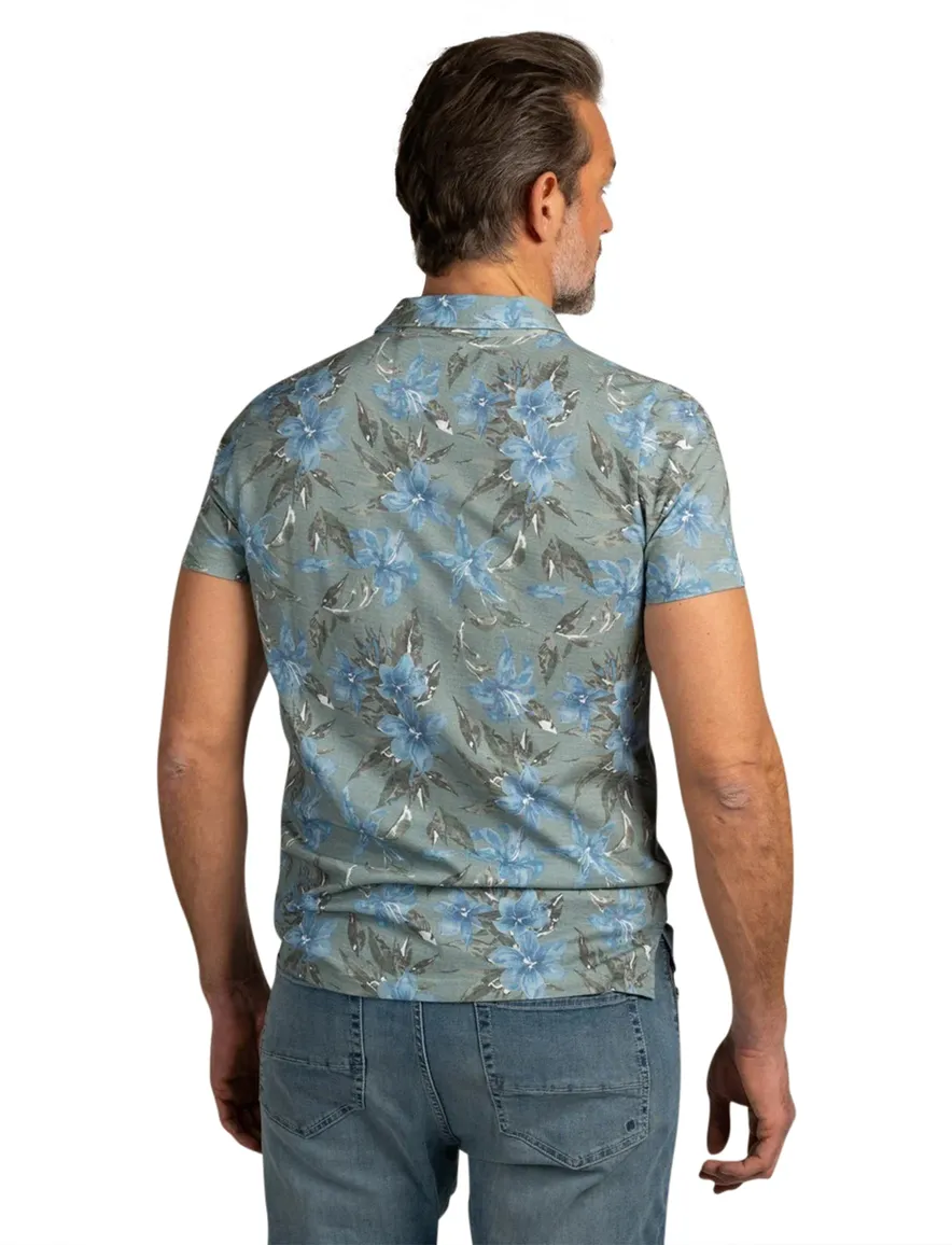 NZA Polo blauw met bloemen print