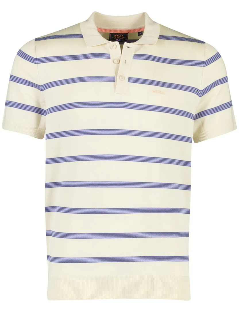Poloshirts NZA creme met blauwe strepen