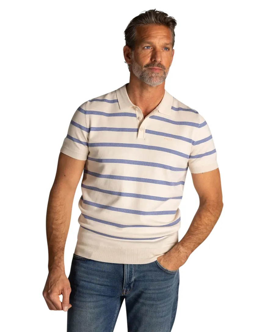 Poloshirts NZA creme met blauwe strepen