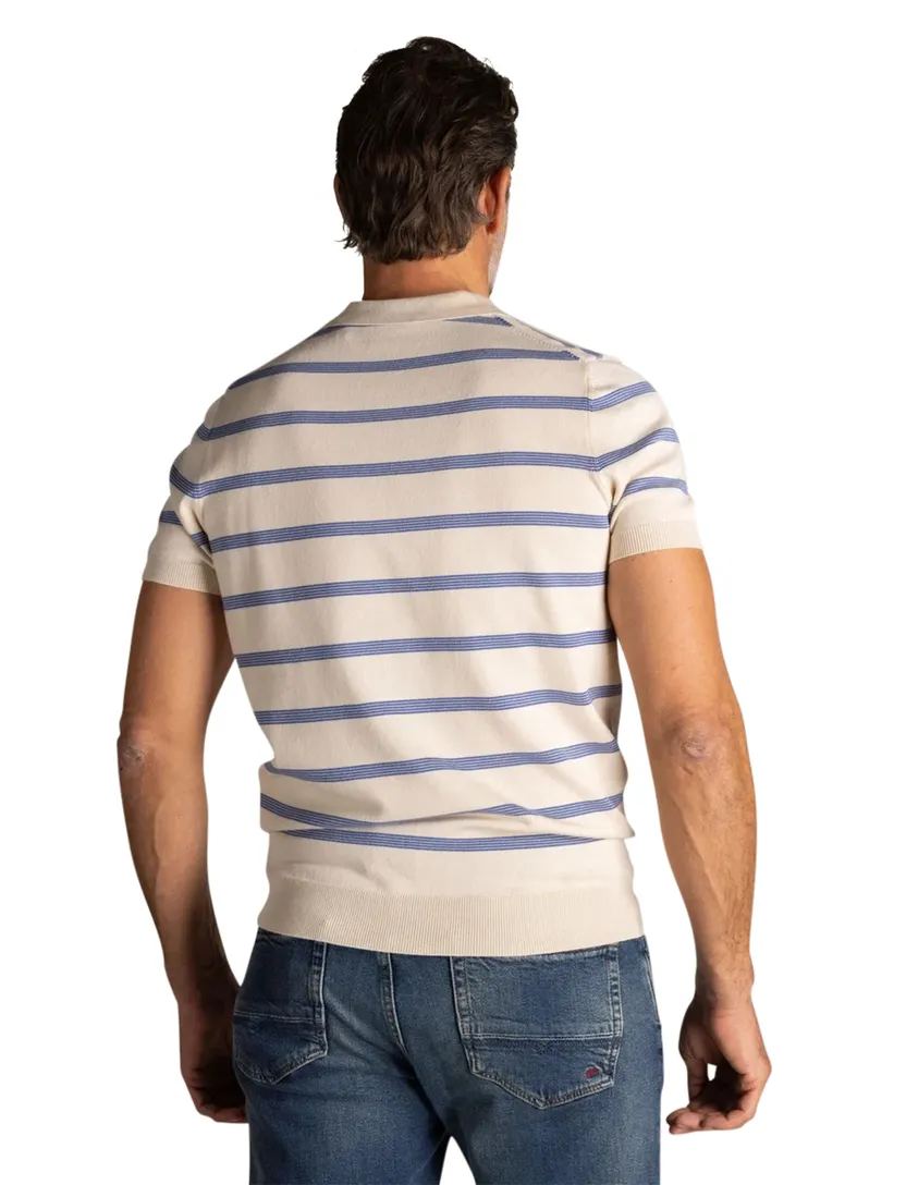 Poloshirts NZA creme met blauwe strepen