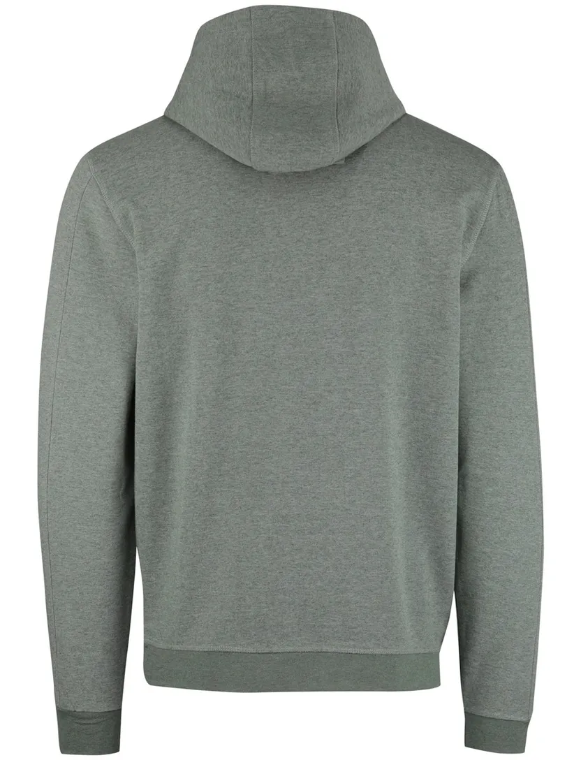Hoodie met buidelzak New Zealand groen gemeleerd en oranje details