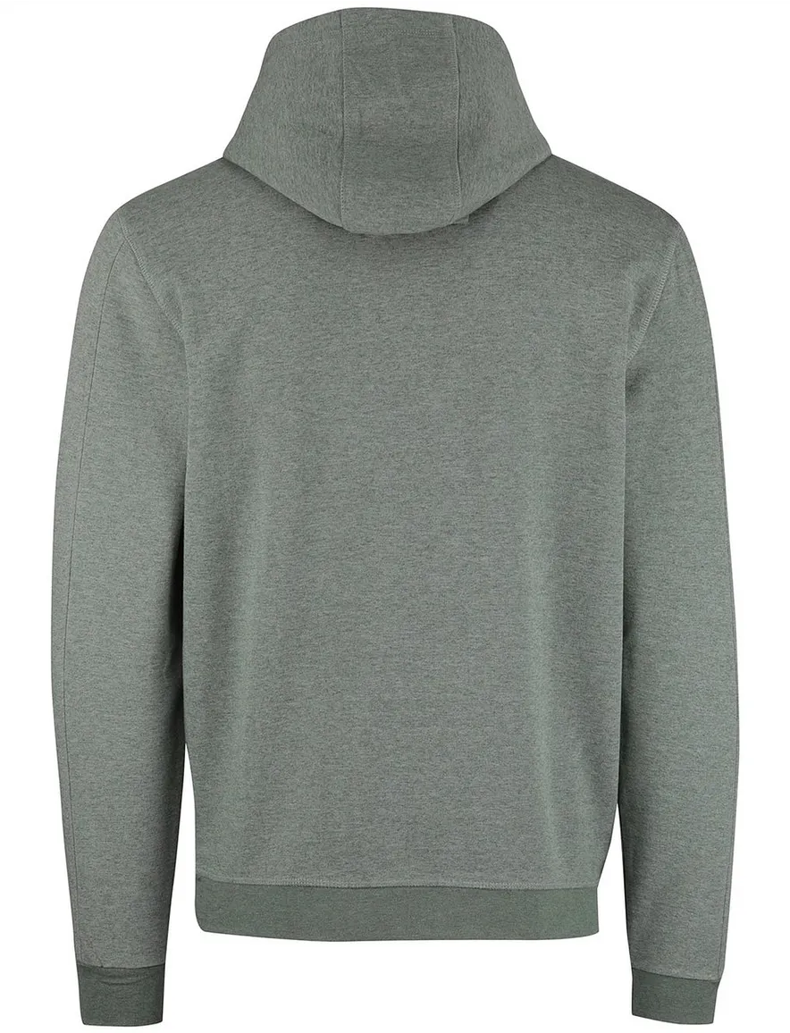 New Zealand hoodie met buidelzak groen gemeleerd en oranje details
