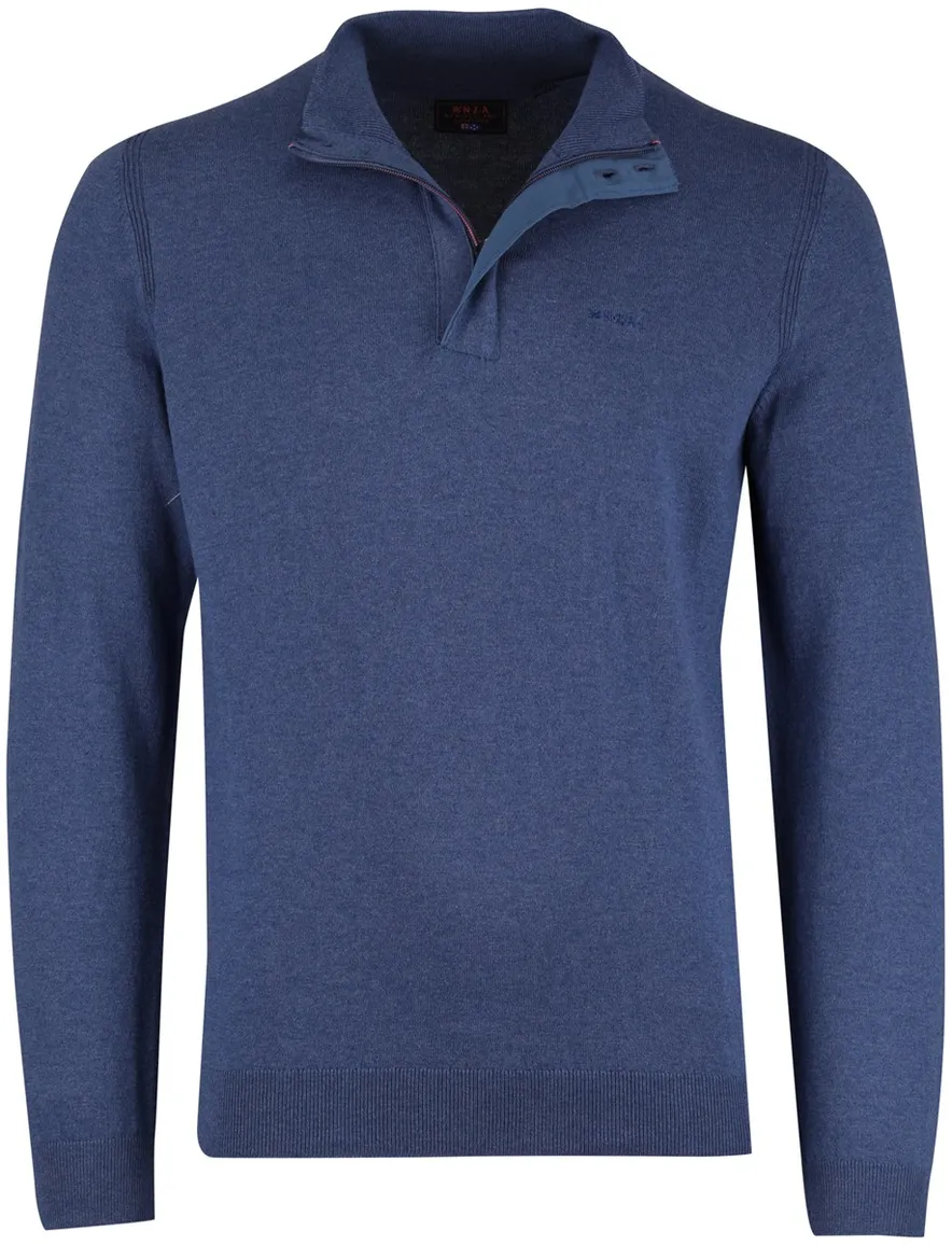 NZA half zip trui met knopen blauw