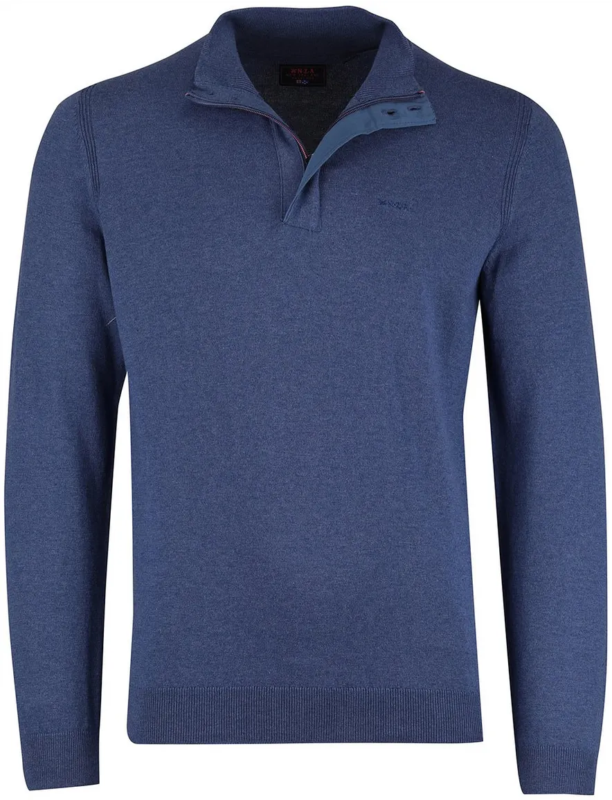 NZA half zip trui met knopen blauw