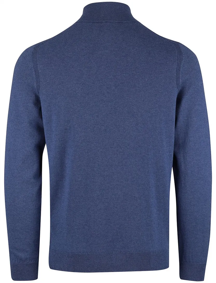 Half zip en knopen New Zealand trui donkerblauw