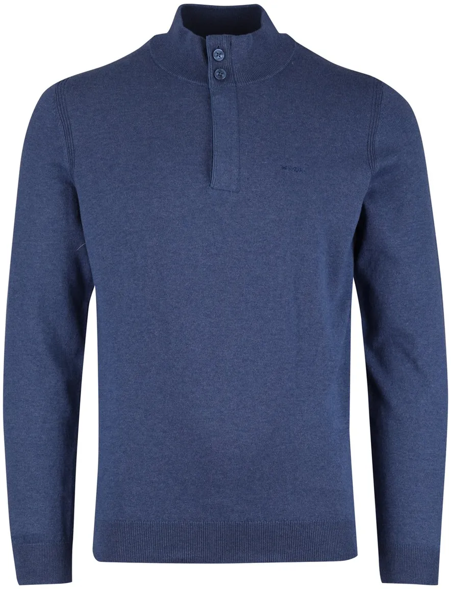NZA half zip trui met knopen blauw
