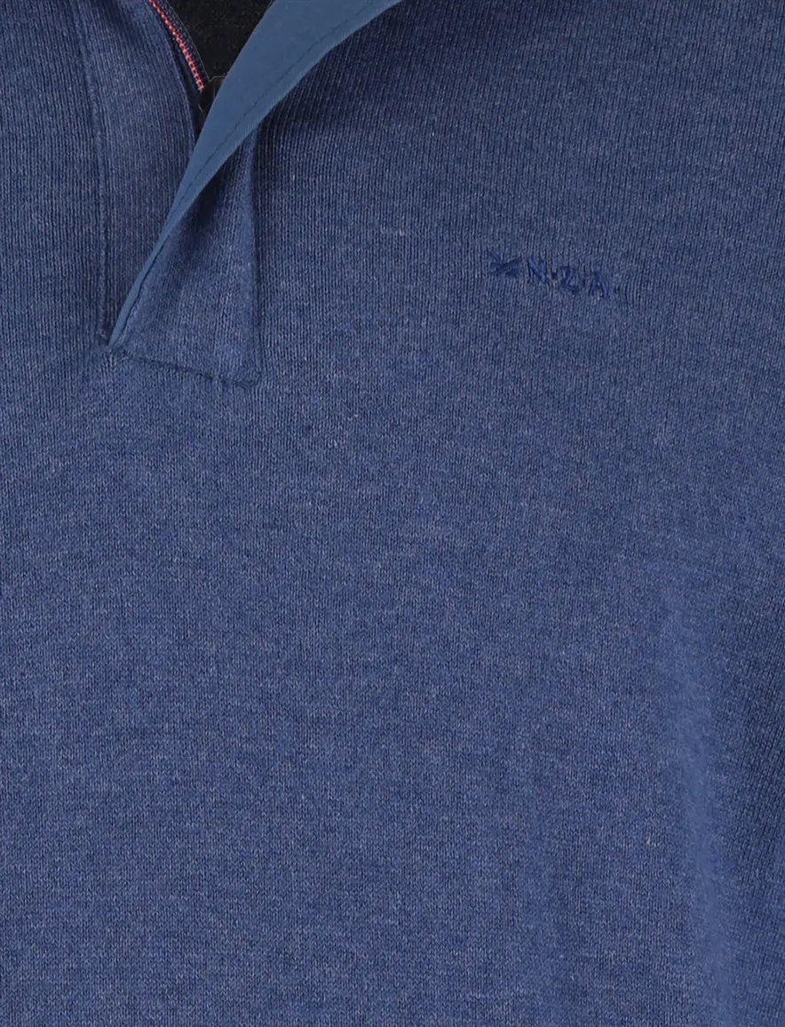 NZA half zip trui met knopen blauw