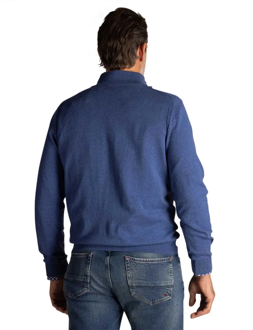 NZA half zip trui met knopen blauw