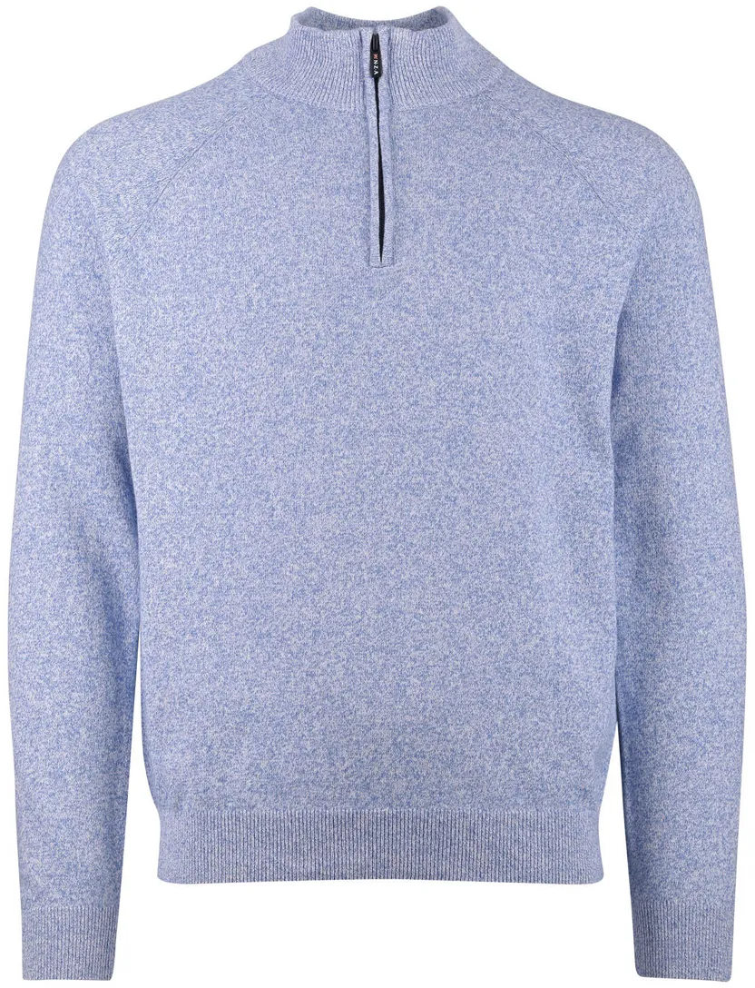 trui New Zealand blauw half zip gemeleerd normale fit