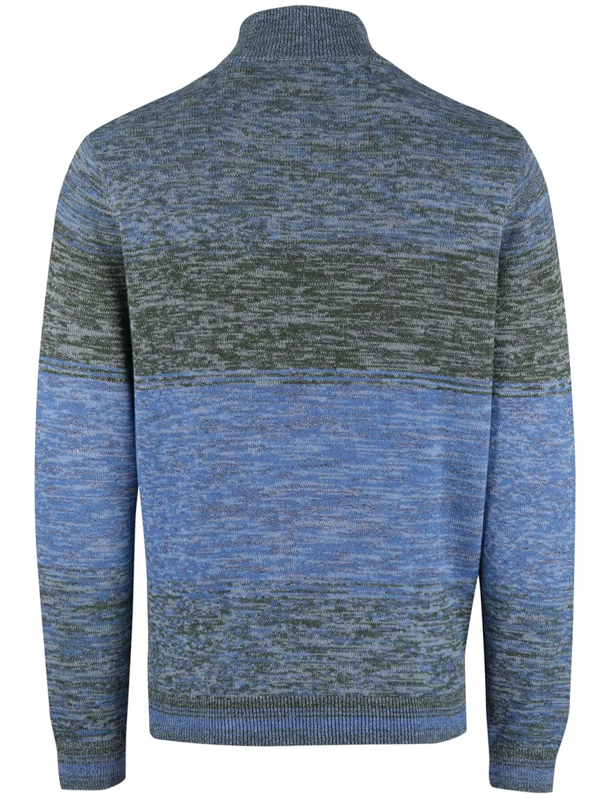 New Zealand gemeleerde trui blauw groen gebreid gestreept