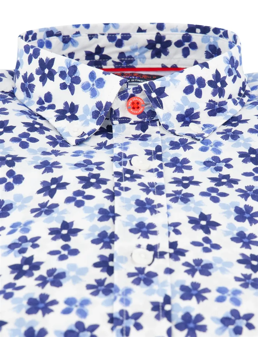 Overhemd New Zealand bloemen print blauw