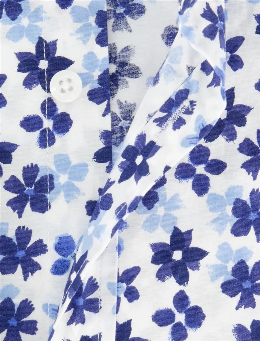 Overhemd New Zealand bloemen print blauw