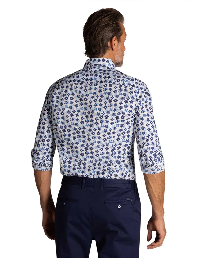 Overhemd New Zealand bloemen print blauw