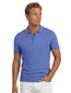 Blauwe gebreide polo Nza met structuur blauw 3 knoops