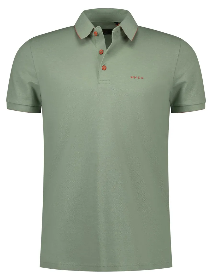 NZA polo mist green melange