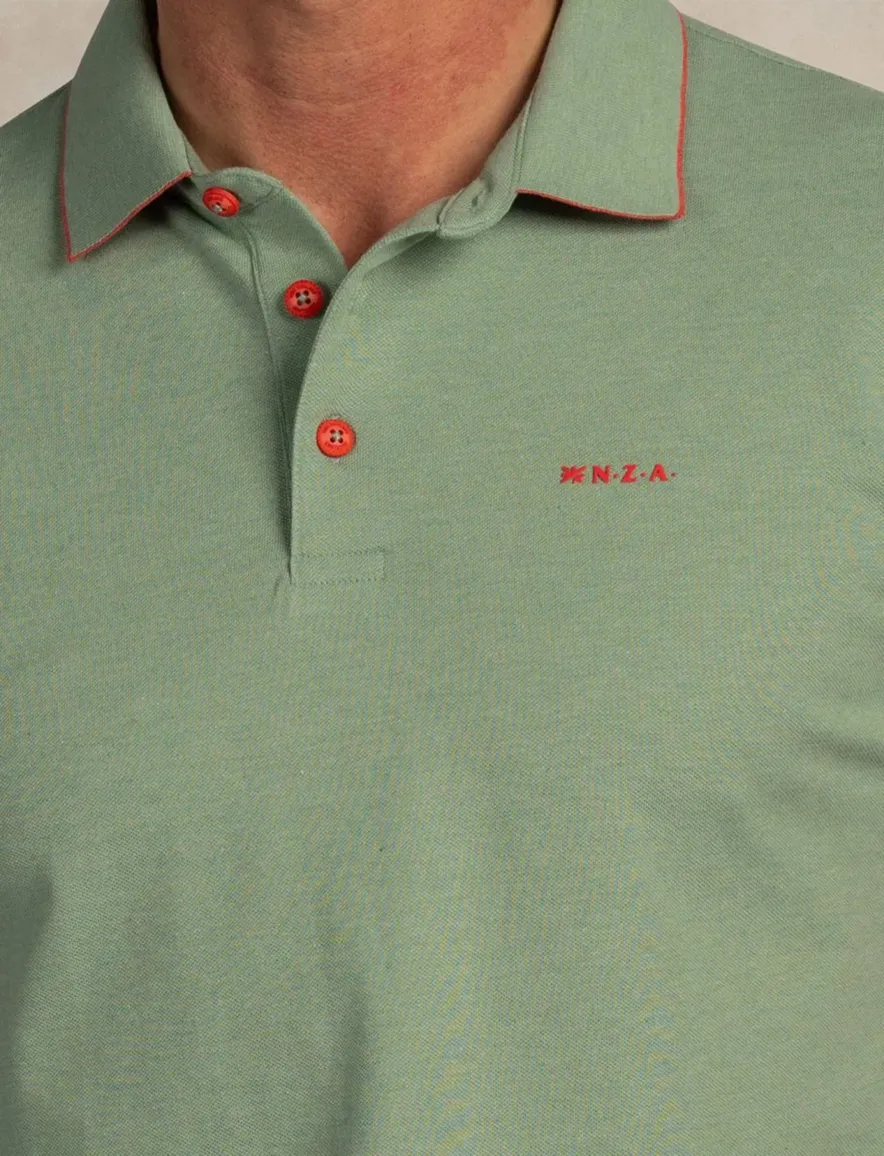 NZA polo mist green melange