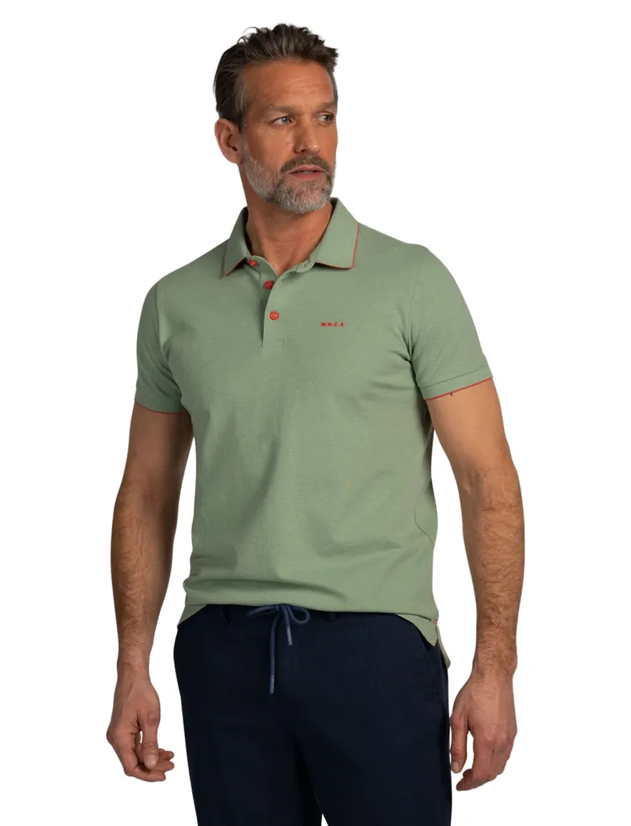 NZA polo mist green melange