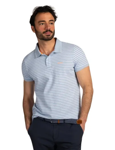 New Zealand Lichtblauw polo New Zealand gestreept